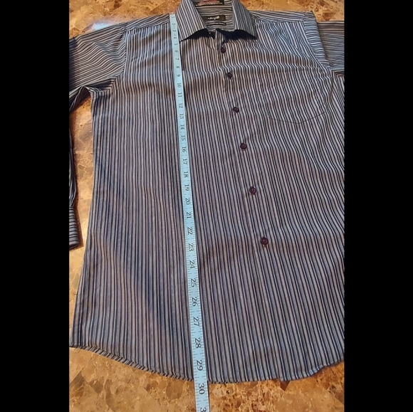 Forsyth mens blue stripe dress shirt, neck size 16, GUC - Picture 3 of 6